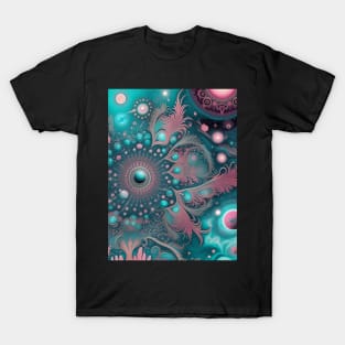 Other Worldly Designs- nebulas, stars, galaxies, planets with feathers T-Shirt